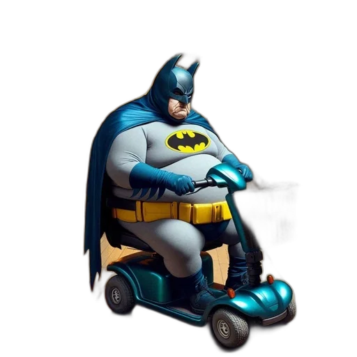 car, concept art, comic book art, cartoon, fantasy art, rotund, older, batman transparent PNG cut-out