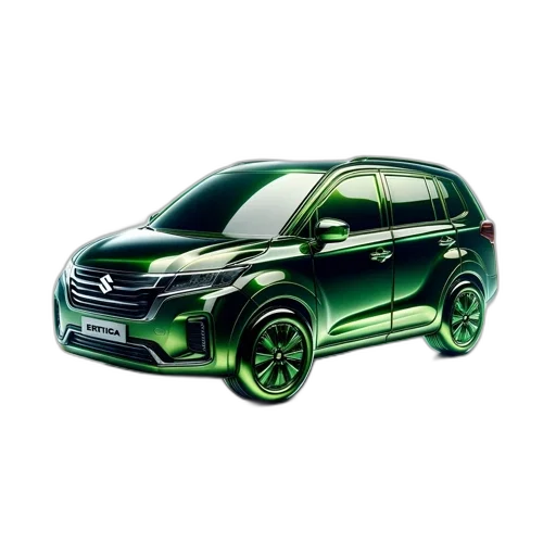car, 3d render, photorealistic, sleek, metallic, green, suzuki, erita transparent PNG cut-out