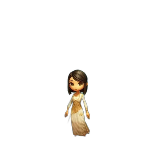 staff, dress, jewelry, hair, 3d render, pixel art, concept art, cartoon transparent PNG cut-out