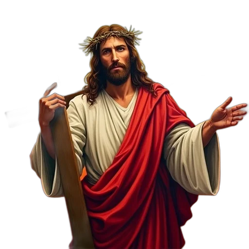 photorealistic, 3d render, pixel art, concept art, vibrant, modern, painting, jesus transparent PNG cut-out