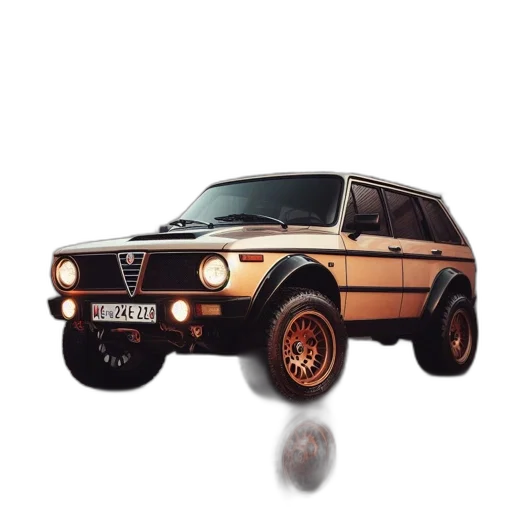 car, photorealistic, 3d render, concept art, pixel art, vintage, distinctive, black transparent PNG cut-out