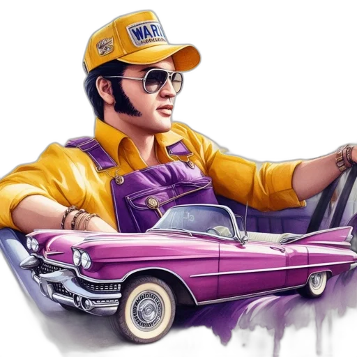 car, jacket, concept art, photorealistic, comic book art, cartoon, man, yellow transparent PNG cut-out