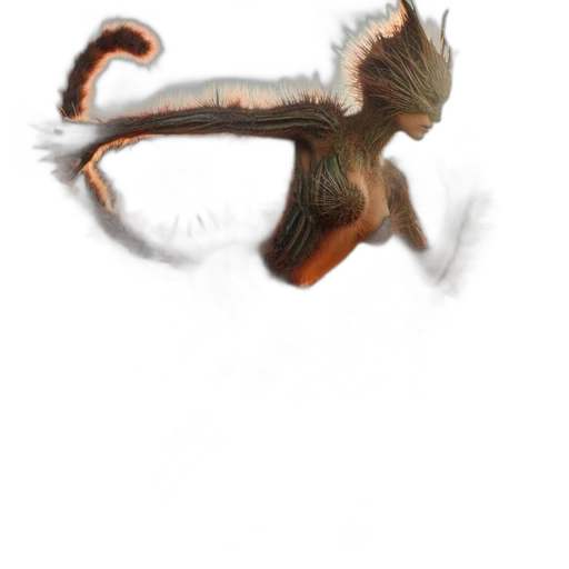 dragon, creature, animal, hair, concept art, fantasy art, watercolor, photorealistic transparent PNG cut-out