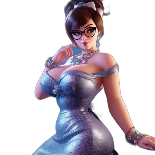 dress, staff, concept art, fantasy art, 3d render, cartoon, blue, animated transparent PNG cut-out