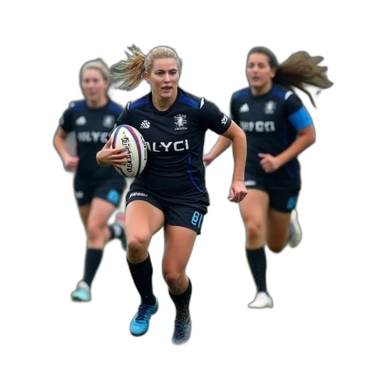 group, women, playing, game, rugby, wet, field, one transparent PNG cut-out