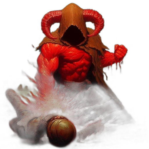 creature, concept art, fantasy art, pixel art, photorealistic, red, hooded, fiery transparent PNG cut-out