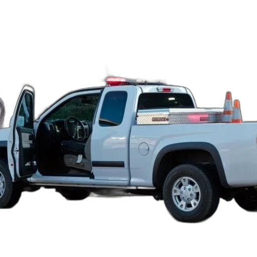 white, pickup, truck, open, driver, door, toolbox, bed transparent PNG cut-out