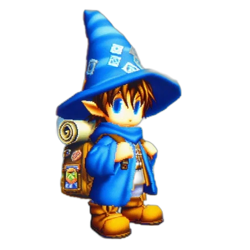 staff, hat, weapon, pixel art, concept art, 3d render, fantasy art, blue transparent PNG cut-out