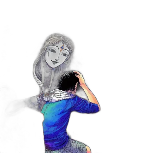mask, dress, face, creature, watercolor, concept art, fantasy art, pencil sketch transparent PNG cut-out