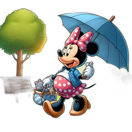 umbrella, 3d render, photorealistic, concept art, cartoon, rain, fog, minnie transparent PNG cut-out
