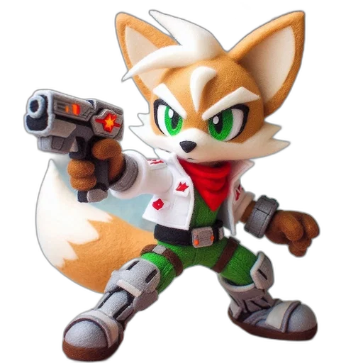weapon, animal, staff, jacket, concept art, 3d render, pixel art, cartoon transparent PNG cut-out