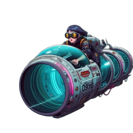 weapon, robot, car, concept art, cyberpunk, 3d render, pixel art, outer space transparent PNG cut-out
