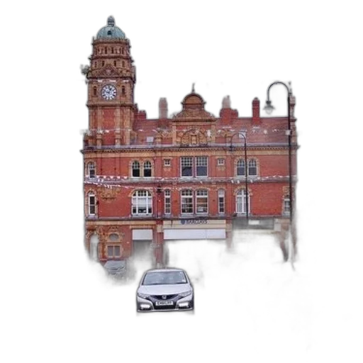 building, car, photorealistic, 3d render, concept art, city street, bustling, street transparent PNG cut-out