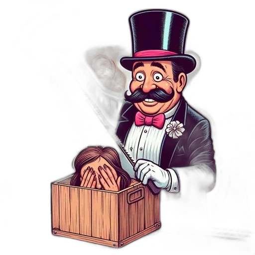 furniture, face, staff, cartoon, concept art, comic book art, illusionist, formal transparent PNG cut-out