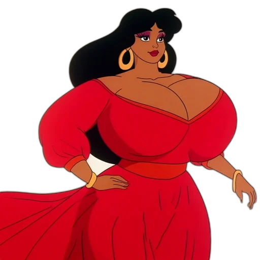 dress, jewelry, concept art, cartoon, comic book art, red, animated, woman transparent PNG cut-out