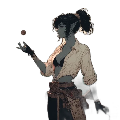 staff, jacket, concept art, fantasy art, comic book art, watercolor, dark, blue transparent PNG cut-out