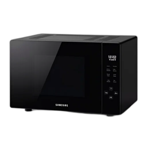 sleek, modern, black, microwave, digital, display, samsung, logo transparent PNG cut-out