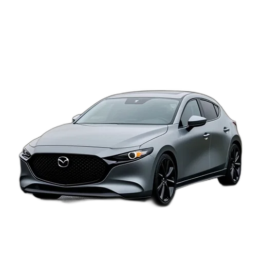 car, 3d render, photorealistic, grey, mazda, mazda3, hatch transparent PNG cut-out
