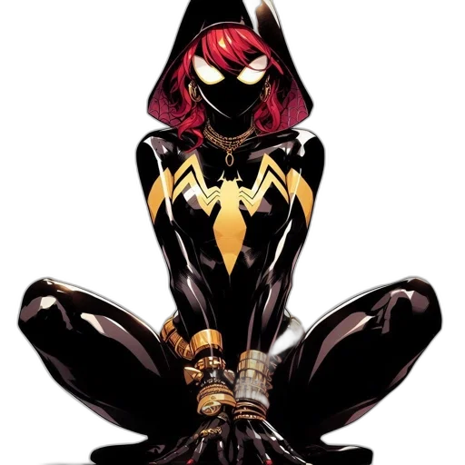 mask, jewelry, crown, comic book art, concept art, superheroine, vibrant, red transparent PNG cut-out