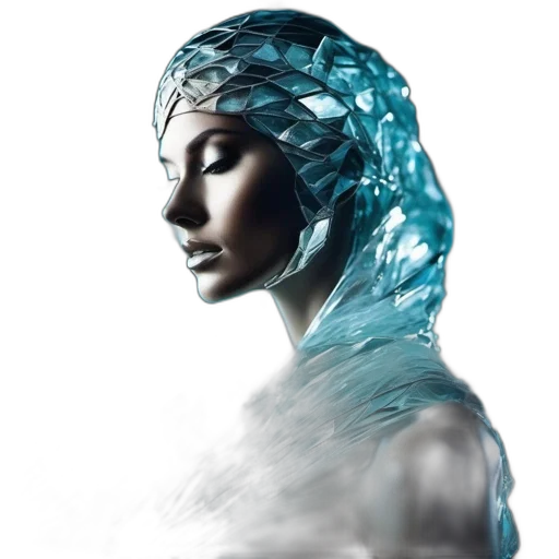 hair, crown, hat, mask, photorealistic, concept art, 3d render, cyberpunk transparent PNG cut-out