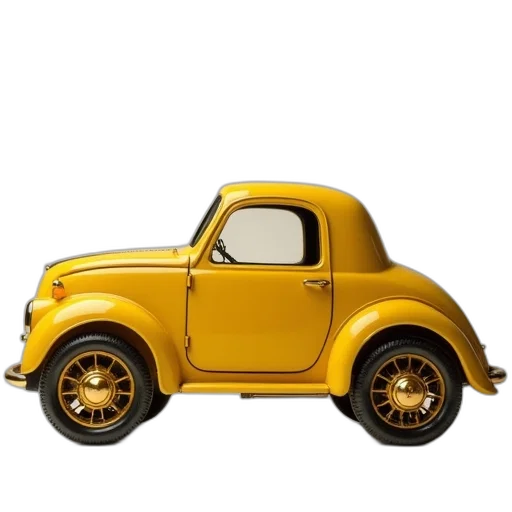 car, 3d render, photorealistic, concept art, golden, yellow, antique, sculpture transparent PNG cut-out