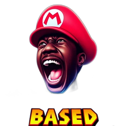 concept art, 3d render, pixel art, human-faced, mario, character, screams, colorful transparent PNG cut-out