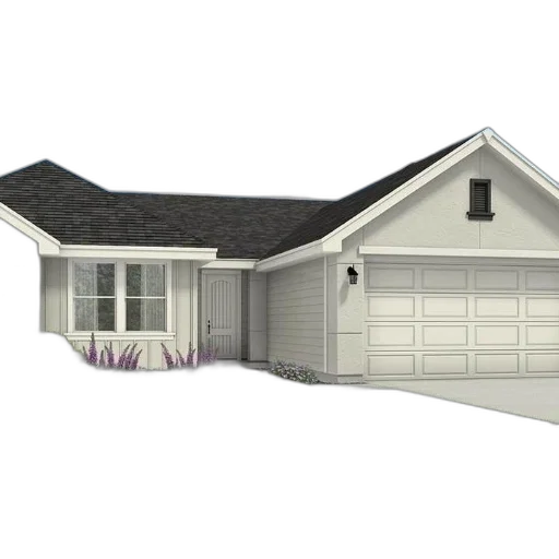 building, 3d render, photorealistic, concept art, modern, single-story, house, white transparent PNG cut-out