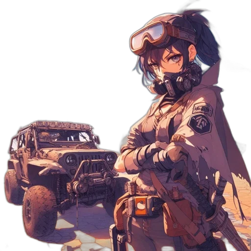 weapon, car, robot, jacket, concept art, cyberpunk, fantasy art, comic book art transparent PNG cut-out