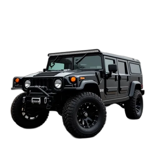 car, 3d render, photorealistic, image, black, hummer, truck transparent PNG cut-out