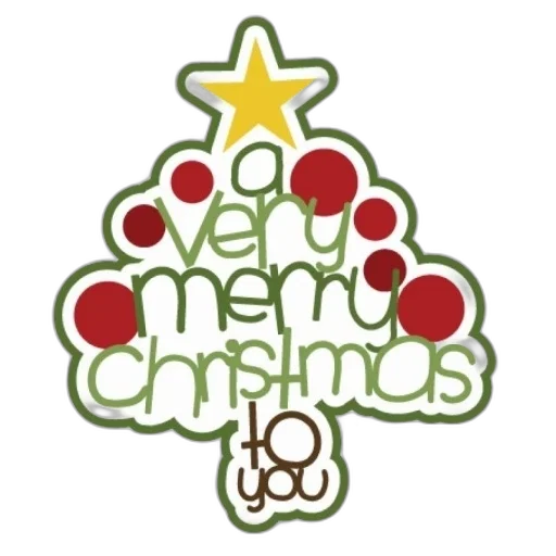 festive, christmas, tree, illustration, text, very, merry, playful transparent PNG cut-out