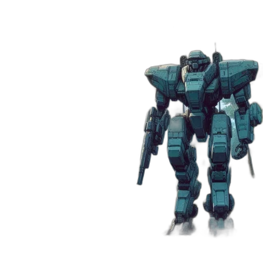 robot, weapon, concept art, 3d render, pixel art, vaporwave, green, blue transparent PNG cut-out