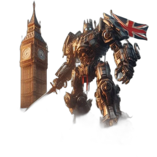 robot, weapon, concept art, 3d render, fantasy art, photorealistic, towering, robotic transparent PNG cut-out