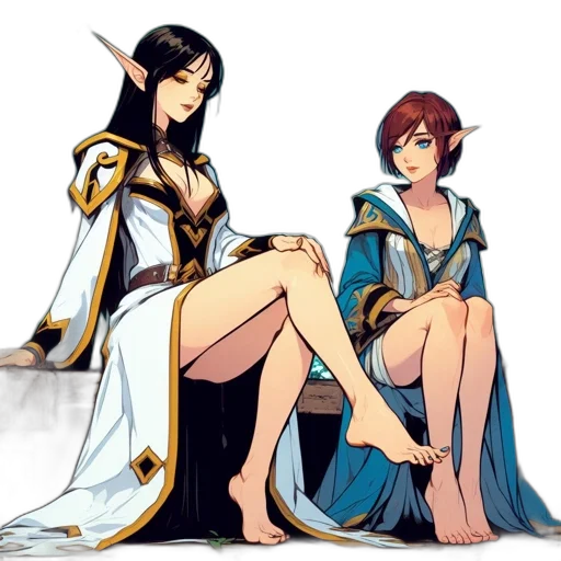 fantasy art, concept art, pixel art, anime, fire, blue, golden, two transparent PNG cut-out