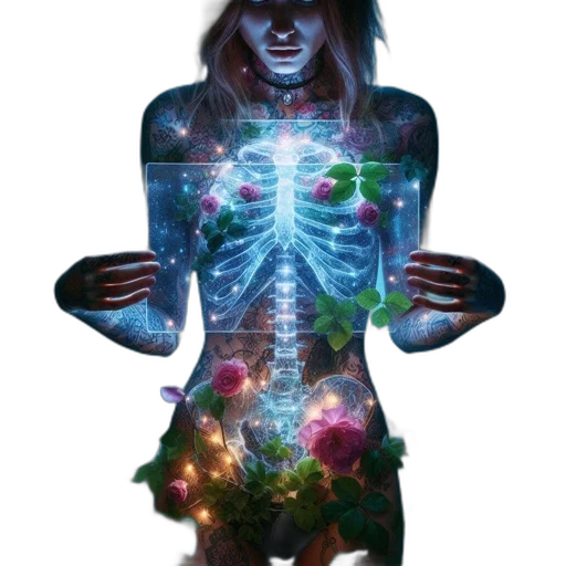 dress, jewelry, creature, concept art, cyberpunk, fantasy art, photorealistic, neon lights transparent PNG cut-out