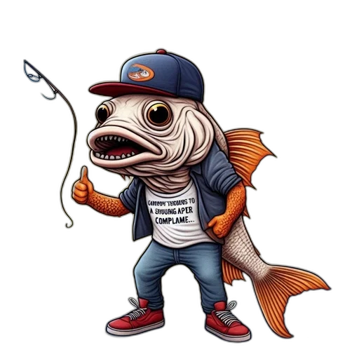 staff, creature, animal, concept art, cartoon, pixel art, anthropomorphic, fish transparent PNG cut-out