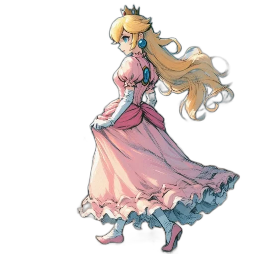 dress, crown, concept art, pixel art, anime, watercolor, pastel, monochrome transparent PNG cut-out