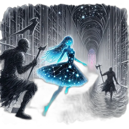dress, sword, fantasy art, concept art, comic book art, pixel art, snow, night transparent PNG cut-out