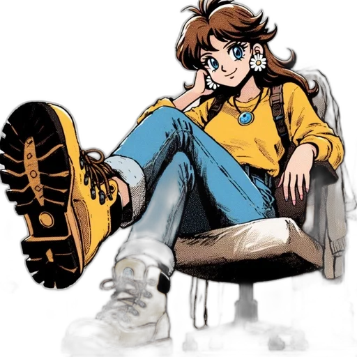 shoes, jacket, crown, comic book art, concept art, cartoon, anime, golden transparent PNG cut-out