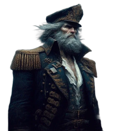 jacket, hat, face, staff, concept art, fantasy art, photorealistic, 3d render transparent PNG cut-out