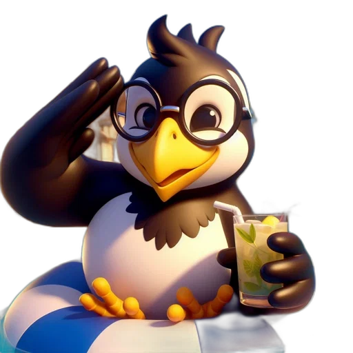 animal, staff, concept art, 3d render, cartoon, photorealistic, animated, penguin transparent PNG cut-out