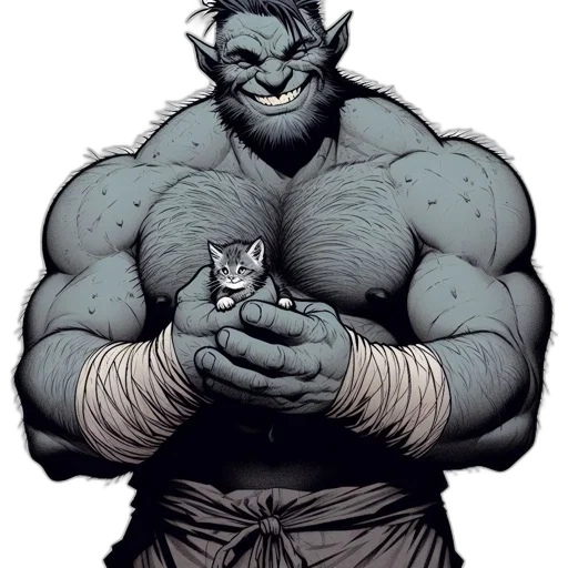 animal, comic book art, concept art, fantasy art, photorealistic, muscular, mischievous-looking, creature transparent PNG cut-out