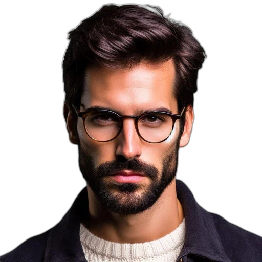 hair, face, jacket, animal, photorealistic, cartoon, oil painting, 3d render transparent PNG cut-out