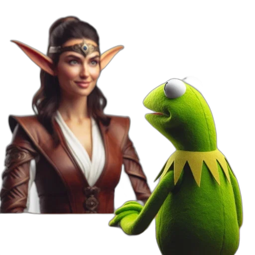 staff, concept art, fantasy art, 3d render, woman, elf-like, features, sits transparent PNG cut-out