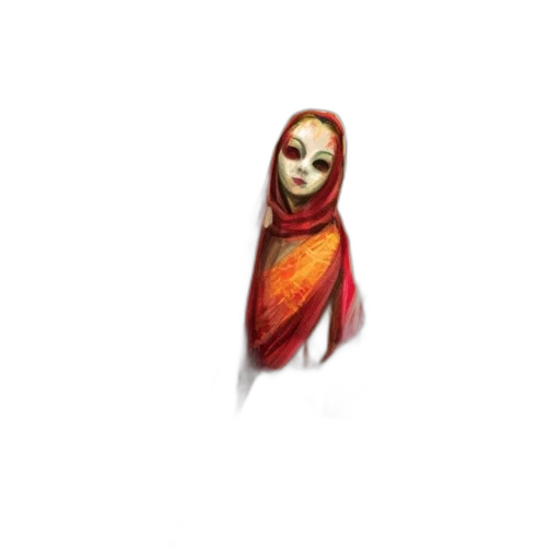 mask, face, creature, staff, pixel art, concept art, fantasy art, 3d render transparent PNG cut-out