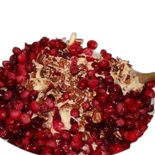 food, crown, bowl, cranberries, pecans, mixed, together, wooden transparent PNG cut-out