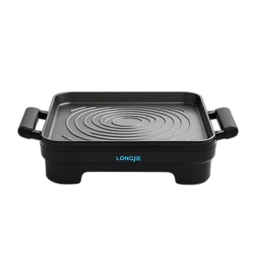 black, electric, griddle, silver, heating, element, handle, displayed transparent PNG cut-out