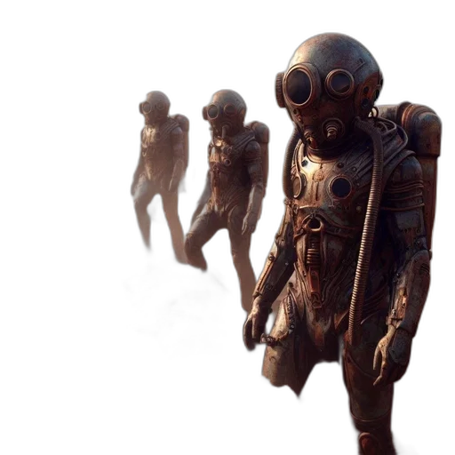 robot, concept art, 3d render, fantasy art, cyberpunk, outer space, three, large transparent PNG cut-out