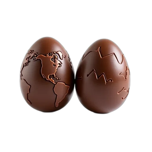 food, two, chocolate, easter, eggs, intricate, designs, placed transparent PNG cut-out