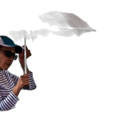 umbrella, hat, staff, weapon, 3d render, concept art, vaporwave, photorealistic transparent PNG cut-out