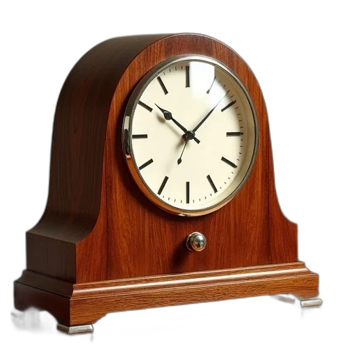 furniture, 3d render, photorealistic, art, deco, clock, wood, base transparent PNG cut-out